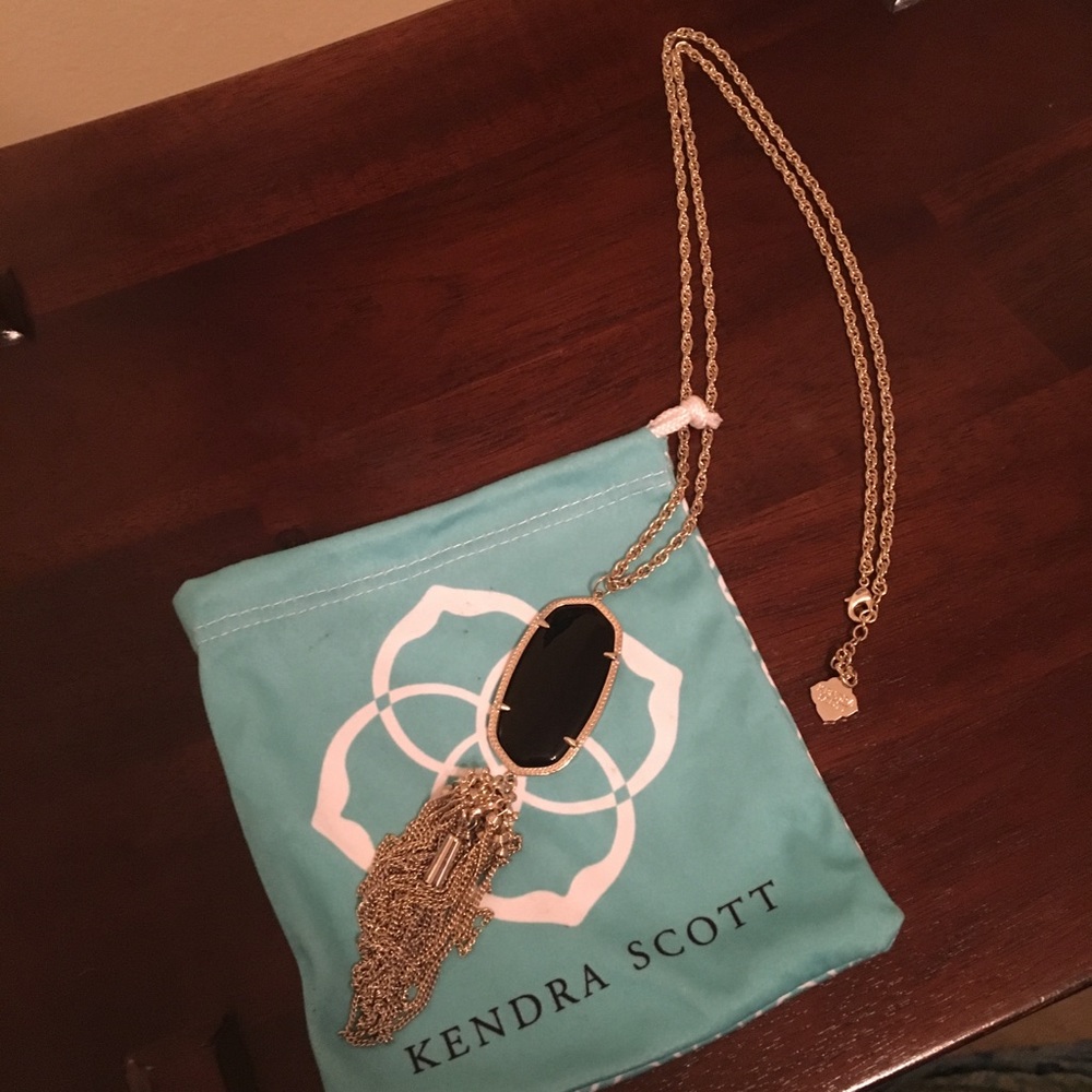 Kendra Scott Rayne Gold Necklace with Black Stone